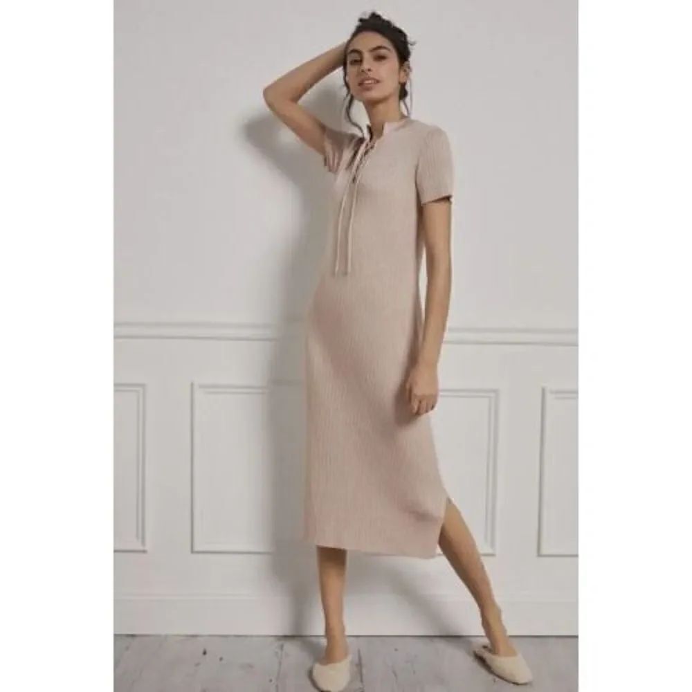 Anthropologie -ANTHROPOLOGIE Opal Shimmer Midi Dress Blush size M